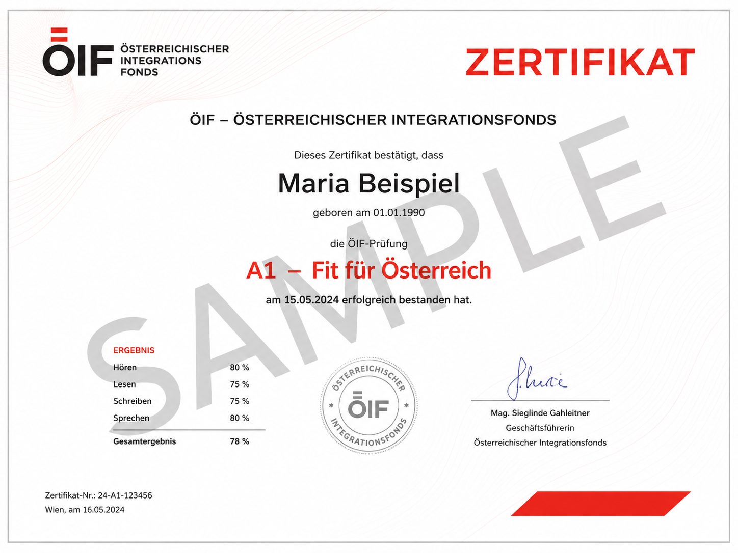 oif certificate Öif zertifikat